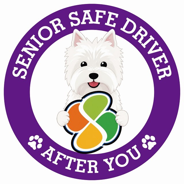カーサイン 高齢者マーク SENIOR SAFE DRIVER ウエストハイランドホワイトテリア ステッカー シール 直径13cm 肉球 日本製 車