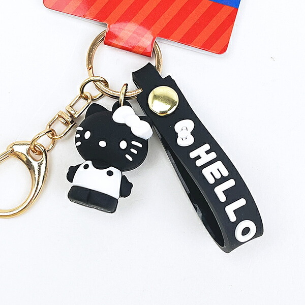 サンリオ ハローキティ マスコット付きキーホルダー モノクロ ブラック Sanrio
