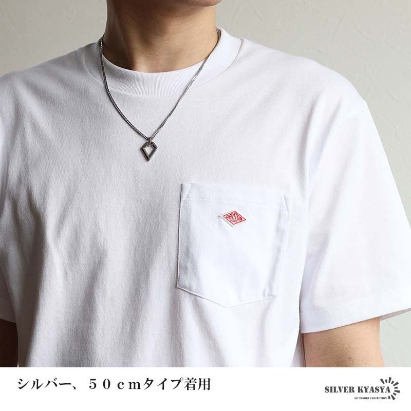 ステンレス ダイヤ 多角形 ペンダントネックレス シンプルネックレス 小ぶり ダブル喜平チェーン 細身 ゴールド 18KGP シルバー ブラック 図形 小さい メタル 幾何学 メンズ 男性 金属アレルギー対応