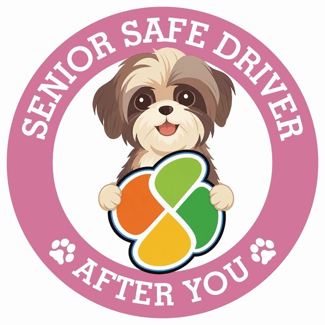 カーサイン 高齢者マーク SENIOR SAFE DRIVER シーズー ステッカー シール 直径13cm 肉球 日本製 車