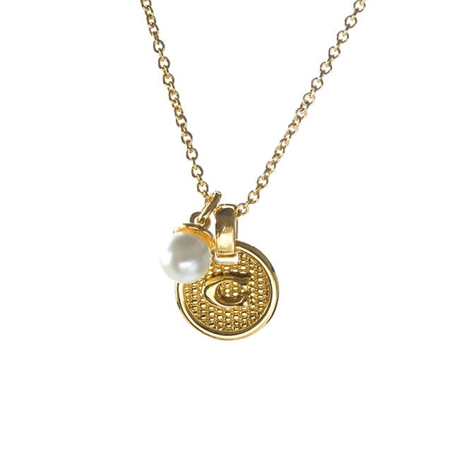 コーチ ネックレス レディース ブランド COACH シグネチャー C テクスチャード コイン 581274GLD710 ゴールド アクセサリー