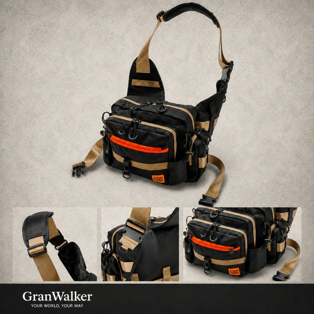 【ラッピング無料・レビュー投稿で保証120日】釣り用品 Gran Walker グランウォーカー ワンショルダー タックルバッグ 約6.5L ロッドホルダー ウエストベルト付き 釣り バッグ ギフト アウトドア用 キャンプ 