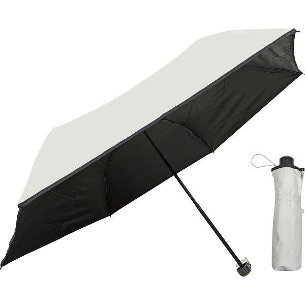 【直送】ノーブランド 裏黒コーティング [26-0354-156] 裾パイピング55cm晴雨兼用傘 アイボリー 折りたたみ傘 日傘 雨傘 1級遮光 UVカット 撥水 手開き式 レディース ギフト