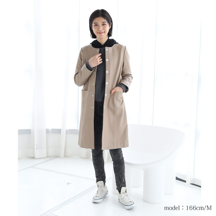 レザー コート アウター レディース ラムレザー 本革 ノーカラー ロングコート 秋 冬 春 ブランド Filomo 女性 スプリングコート 上品 軽量 シンプル 春 秋 冬 おしゃれ 大人 母 羊革 ノーカラーコート レザーコート ギフト プレゼント 6F (04000085r)