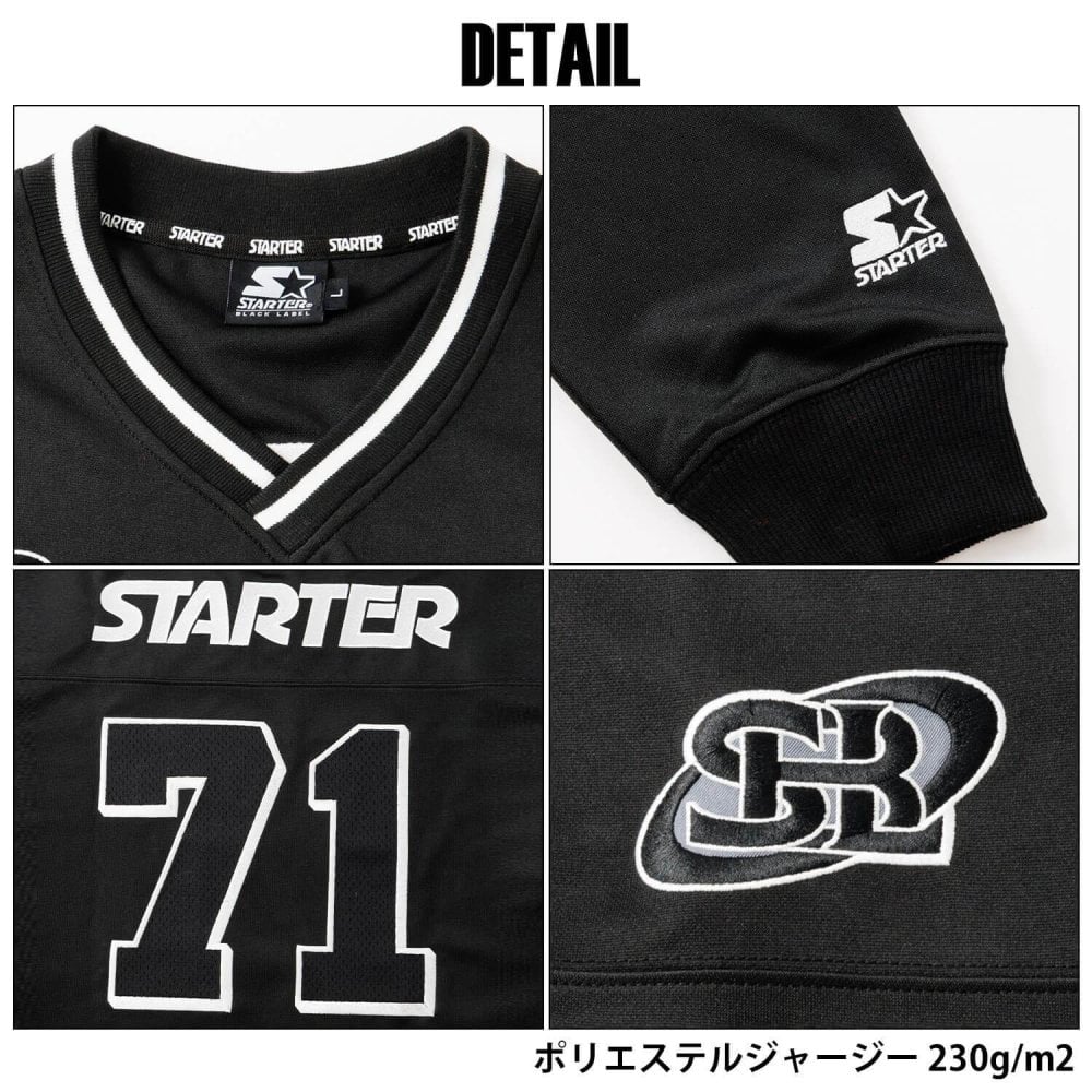 STARTER スターター ゲームシャツ メンズ レディース sbm-6260 長袖 Vネック ジャージ  ワッペン ロゴ 刺繍  オーバーサイズ ゆったり ストリート ヒップホップ ダンス M L XL 2026FW Karlas
