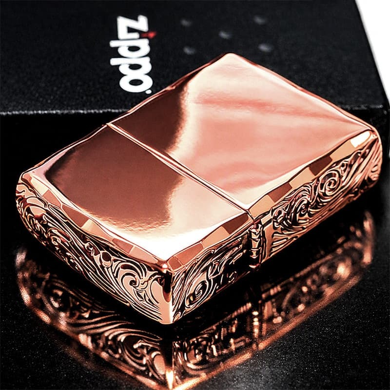 ZIPPO ライター アーマー ピンクゴールド 三面彫刻 ストリームエングレーブ ジッポ アラベスク 鏡面仕上げ 両面加工 シャインレイカット 重厚 メンズ レディース おしゃれ 高級 ギフト プレゼント
