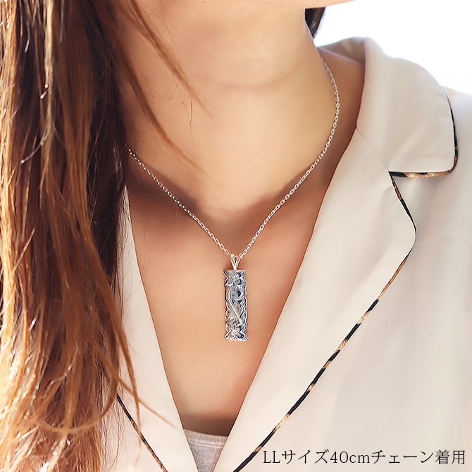 ハワイアンジュエリー ネックレス シルバー ペアネックレス 2本セット 刻印 無料 誕生石入れ可 カットアウト プレート LLサイズ シルバー925 大人 友達 長さ選べる カップル 夫婦 プレゼント ハロウィン 【品番：CG-SP11201P】