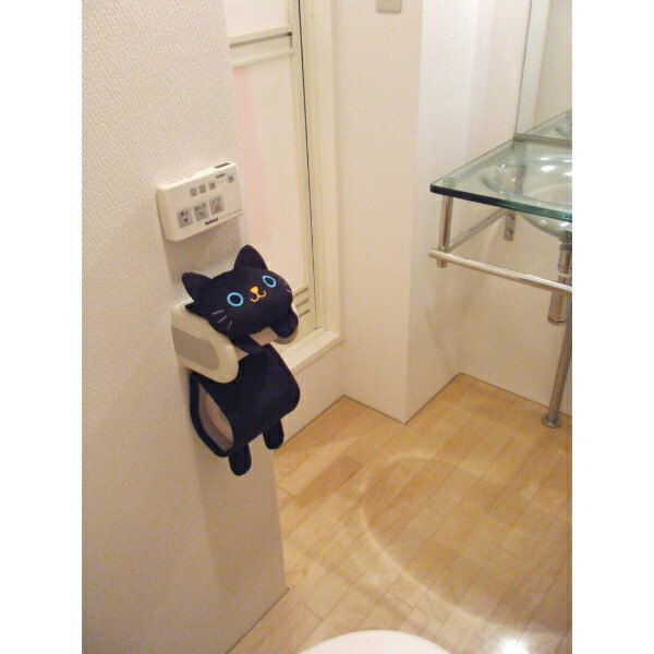 ねこのトイレットペーパーカバー 黒  カー用品 猫 動物
