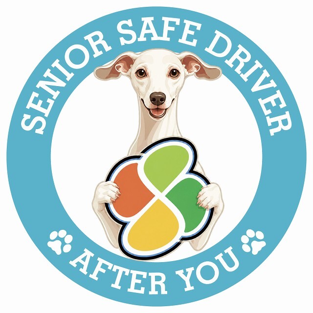 カーサイン 高齢者マーク SENIOR SAFE DRIVER イタリアングレーハウンド ステッカー シール 直径13cm 肉球 日本製 車