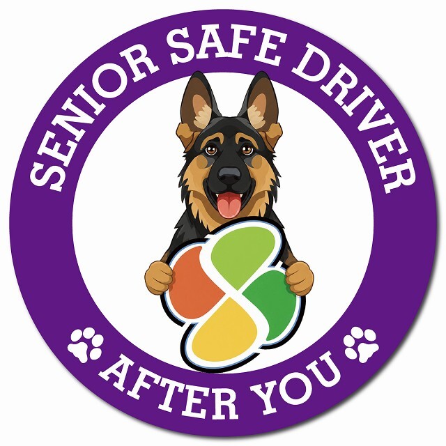 カーサイン 高齢者マーク SENIOR SAFE DRIVER シェパード マグネット 強力 直径13cm 肉球 日本製 車 ステッカー