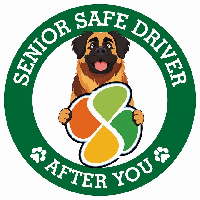カーサイン 高齢者マーク SENIOR SAFE DRIVER レオンベルガー ステッカー シール 直径13cm 肉球 日本製 車