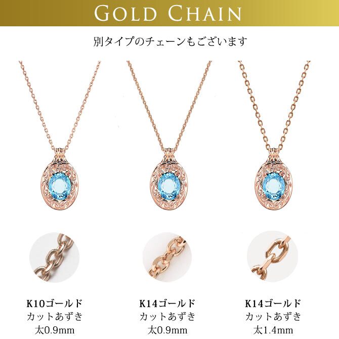 ゴールド ネックレス ハワイアンジュエリー ネックレス ゴールド ピンクゴールド ネックレス 刻印 無料 誕生石入れ可 選べる 大粒カラーストーン 14K K14 K10カットあずきチェーン太0.9mm ギフトラッピング可能 プレゼント ハロウィン 【品番：CG-GP125R-1-228SDC4】