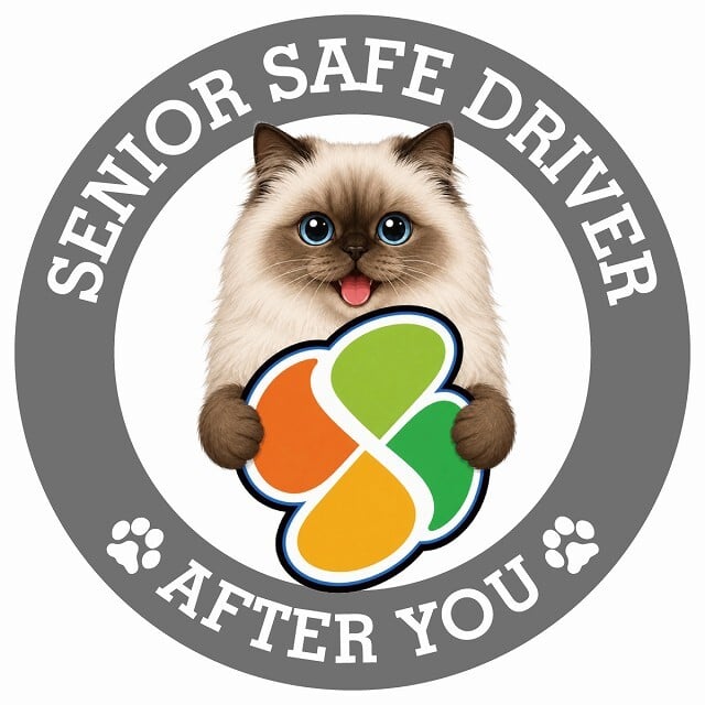 カーサイン 高齢者マーク SENIOR SAFE DRIVER ヒマラヤン ステッカー シール 直径13cm 肉球 日本製 車