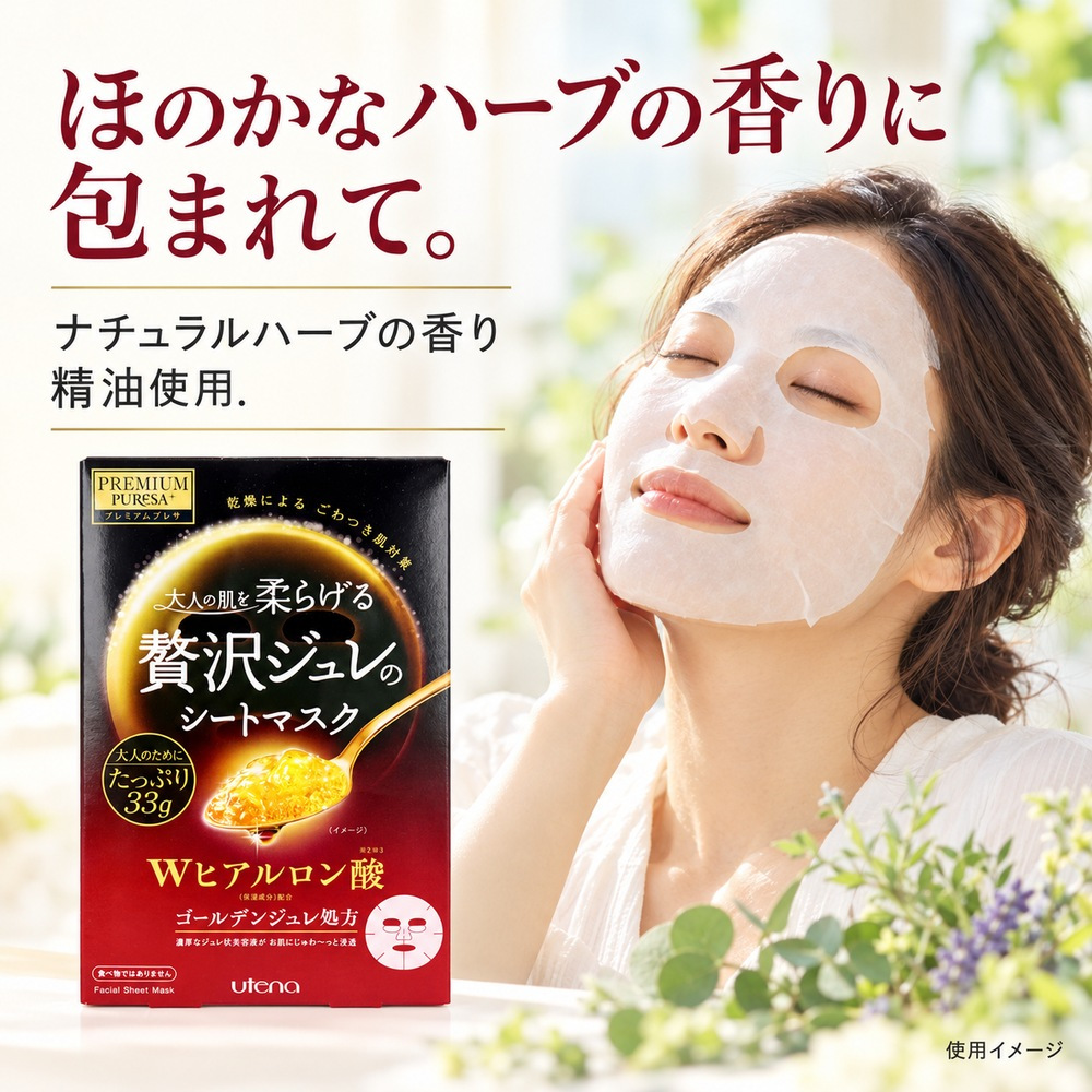 プレミアムプレサ 贅沢ジュレのシートマスク Wヒアルロン酸 3回分 / シートマスク シートパック フェイスマスク フェイスパック 保湿 高級 エイジングケア
