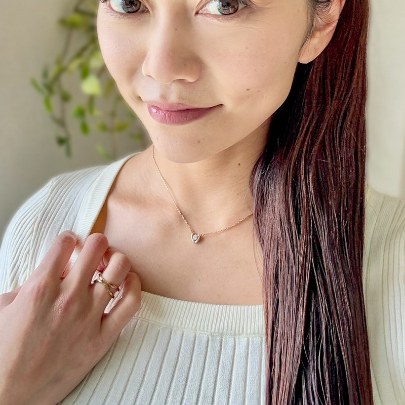 ハワイアンジュエリー ネックレス ステンレス オープン ハート スクロール ゴールド シルバー 金属アレルギー チェーン付き サージカルステンレス つけっぱなしOK プレゼント ペア