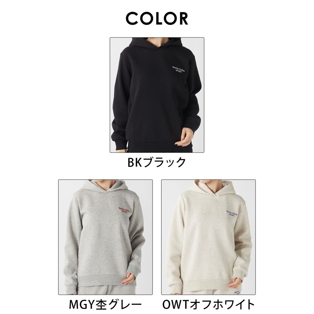 marie claire sport マリクレール スポーツ パーカー レディース ブランド 長袖 裏起毛 445717 スウェット プルオーバー フーディー ロゴ刺繍 秋冬 トップス カジュアル 20代 30代 40代 M L LL 2026fw karlas