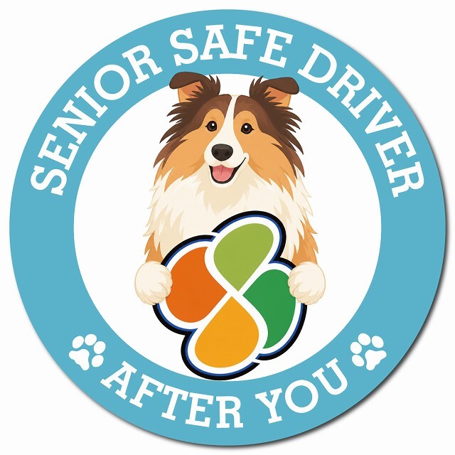 カーサイン 高齢者マーク SENIOR SAFE DRIVER ラフコリー マグネット 強力 直径13cm 肉球 日本製 車 ステッカー