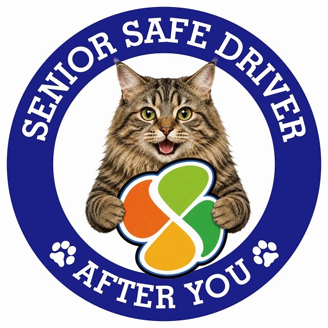 カーサイン 高齢者マーク SENIOR SAFE DRIVER クリリアンボブテイル ステッカー シール 直径13cm 肉球 日本製 車