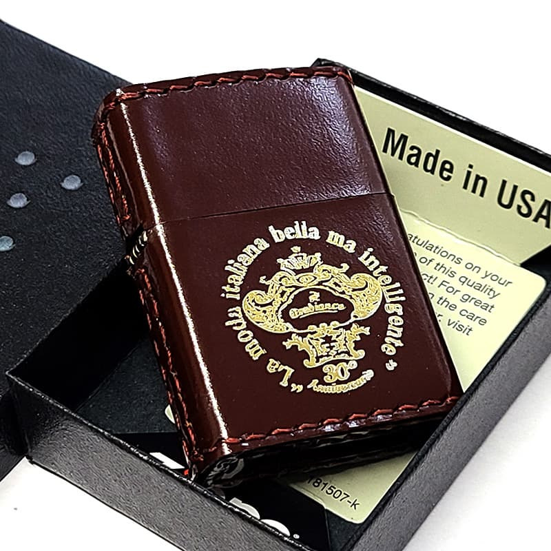 ZIPPO オロビアンコ 限定30個生産 本革巻き 30周年記念 ジッポ ライター 牛革 Orobinco ロゴ レザーブラウン ブランド 皮 おしゃれ イタリア ミラノ 茶 レア かっこいい メンズ ギフト プレゼント