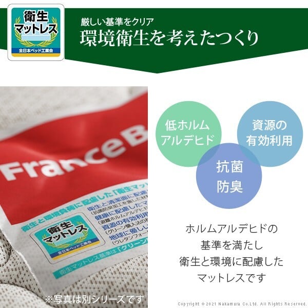 フランスベッド ツインサポートスプリングマットレス セミダブル 高密度連続スプリングマットレス 防ダニ 抗菌 防臭 寝具 日本製 国産 マットレスのみ ツインサポート