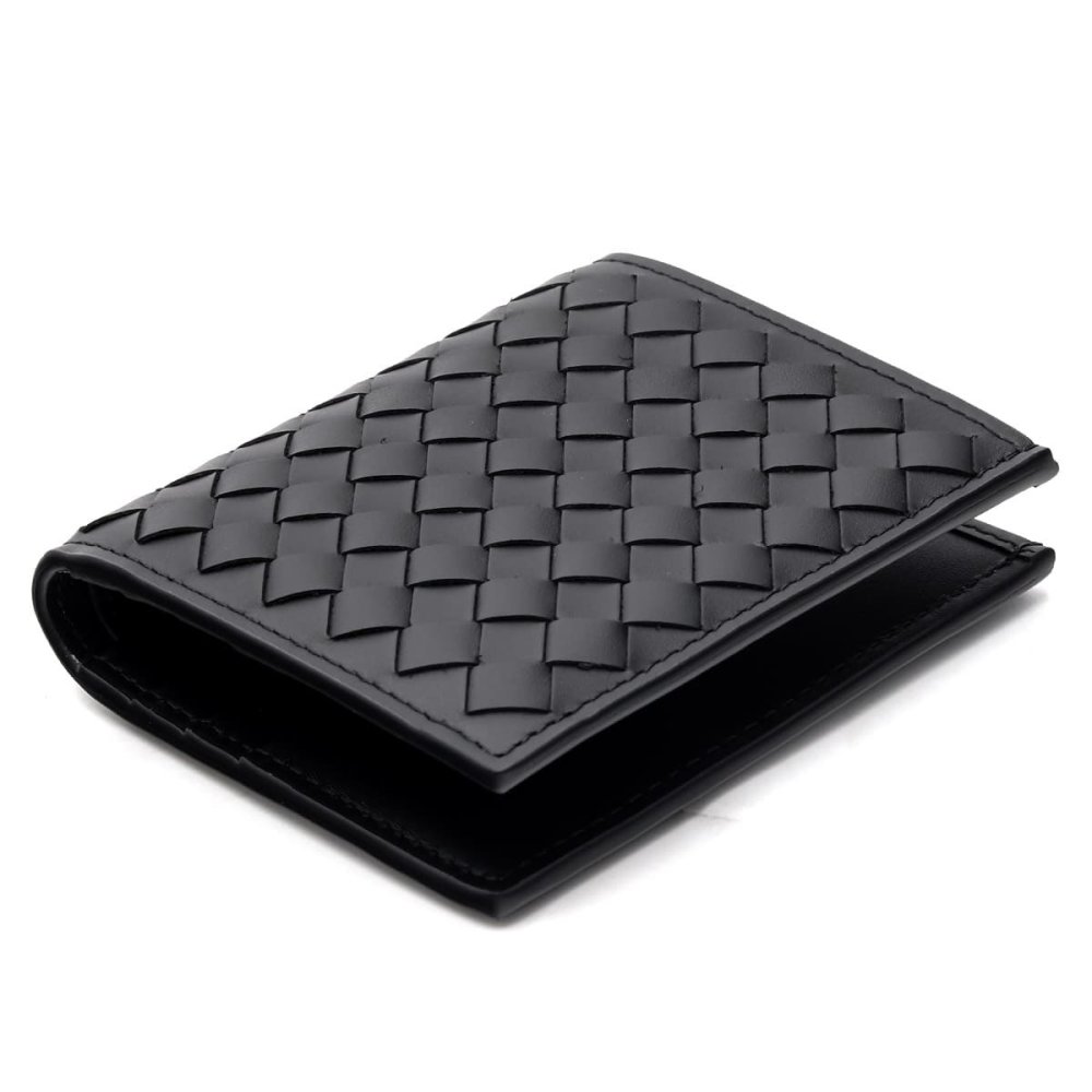 ボッテガヴェネタ 二つ折り財布 メンズ イントレチャート BOTTEGA VENETA 財布 ブラック 黒 小銭入れなし 札入れ カード入れ6枚 本革 レザー カーフスキン コンパクト ウォレット 222338 V47W1 1000