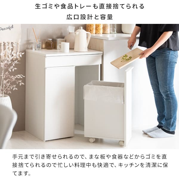 ゴミ箱 ダストボックス 木製 幅60cm 45Ｌ 45リットル 木目調 キャスター付き ごみ箱 分別 大容量 キッチンペール スリムデザイン シンプル モダン ブラウン木目 ホワイト木目 ナチュラル木目 北欧北欧 韓国 おしゃれ 人気