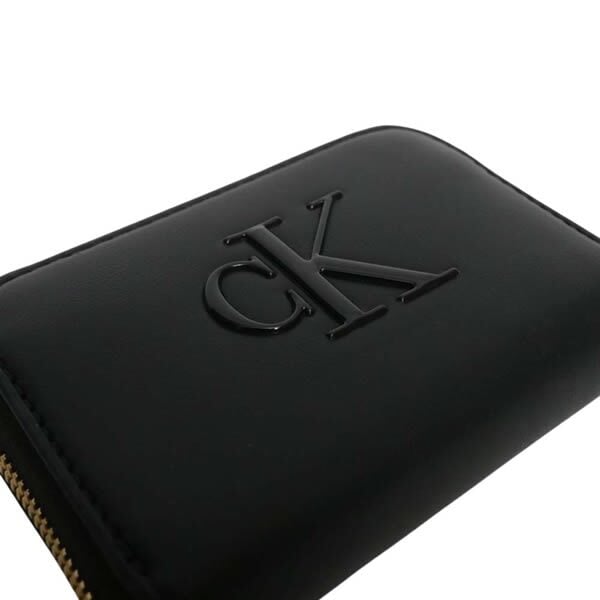 カルバンクライン CALVIN KLEIN 二つ折り財布 BOLD CK MEDIUM ZIP AROUND WALLET lv04f1154g-ub1 ブラック BLACK