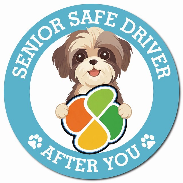 カーサイン 高齢者マーク SENIOR SAFE DRIVER シーズー マグネット 強力 直径13cm 肉球 日本製 車 ステッカー