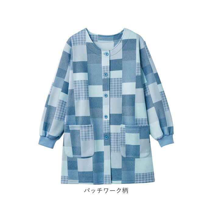 割烹着 おしゃれ 暖かい 通販 かっぽう着 かっぽうぎ エプロン スモックエプロン 前開き割烹着 ロング丈割烹着 裏起毛かっぽう着 長袖スモック 和柄 和風ロングかっぽう着 レディース シニアファッション 60代70代80代ミセス ゆったり お尻が隠れる