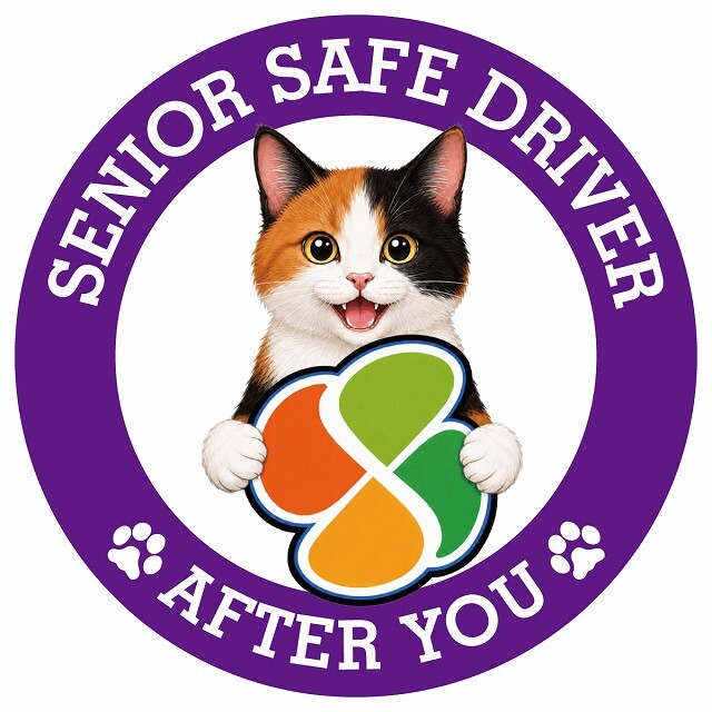 カーサイン 高齢者マーク SENIOR SAFE DRIVER 三毛 ステッカー シール 直径13cm 肉球 日本製 車