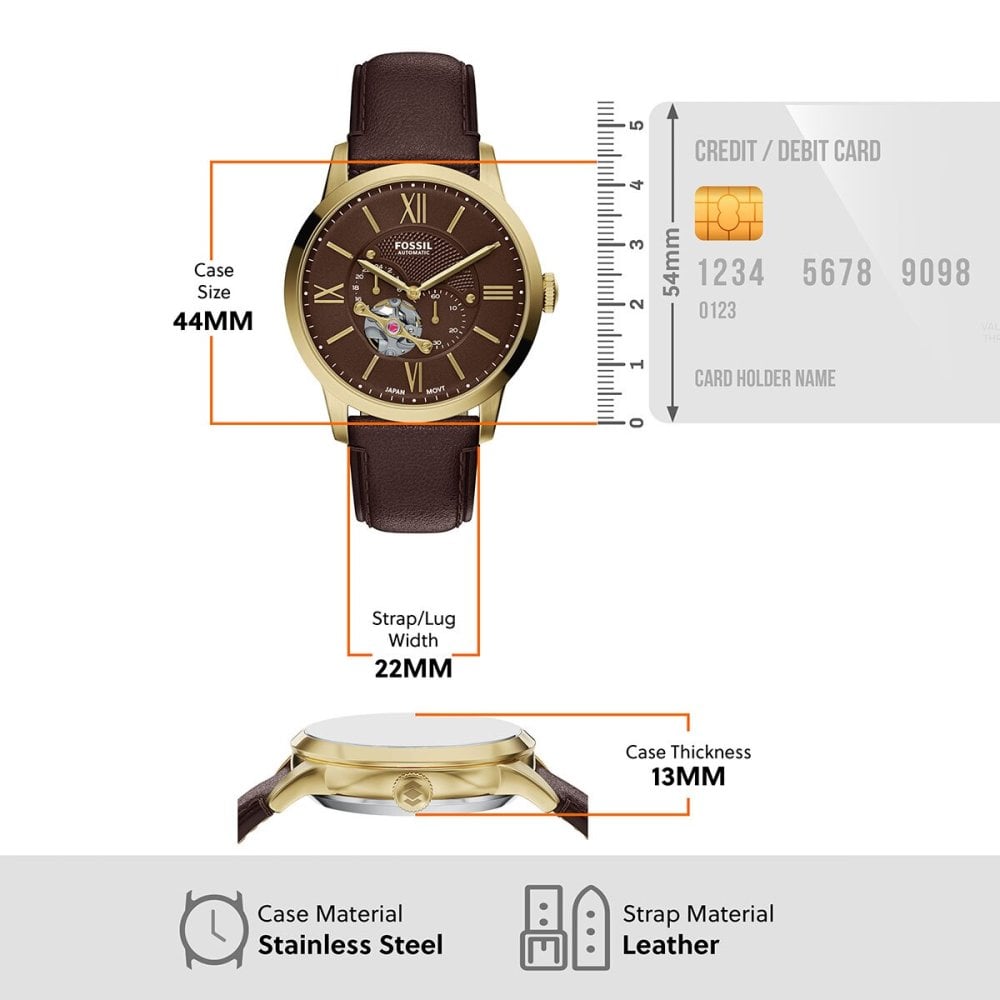 フォッシル FOSSIL 腕時計 メンズ TOWNSMAN アナログ 自動巻き ブラウン レザーウォッチ ME3286【2026 新作】