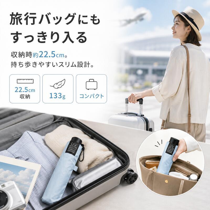 日傘 折りたたみ傘 軽量 55cm 完全遮光100％ UVカット100％ UPF50+ 晴雨兼用 レディース メンズ 遮熱 超軽量133g カーボン骨 タフ二重骨 耐風 コンパクト 折り畳み傘 紫外線対策 男女兼用 estaa 通勤 通学 プレゼント 傘