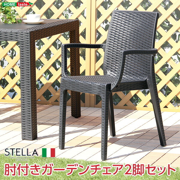 ガーデンチェア2脚セット ガーデン肘付チェア 2脚セット ステラ-STELLA- ガーデン カフェ 屋外椅子 アウトドアチェア テラスチェア ガーデンファニチャー 庭用椅子 ベランダチェア ガーデン椅子2脚 テラス家具 イス ブラック エクステリア 座面 新生活