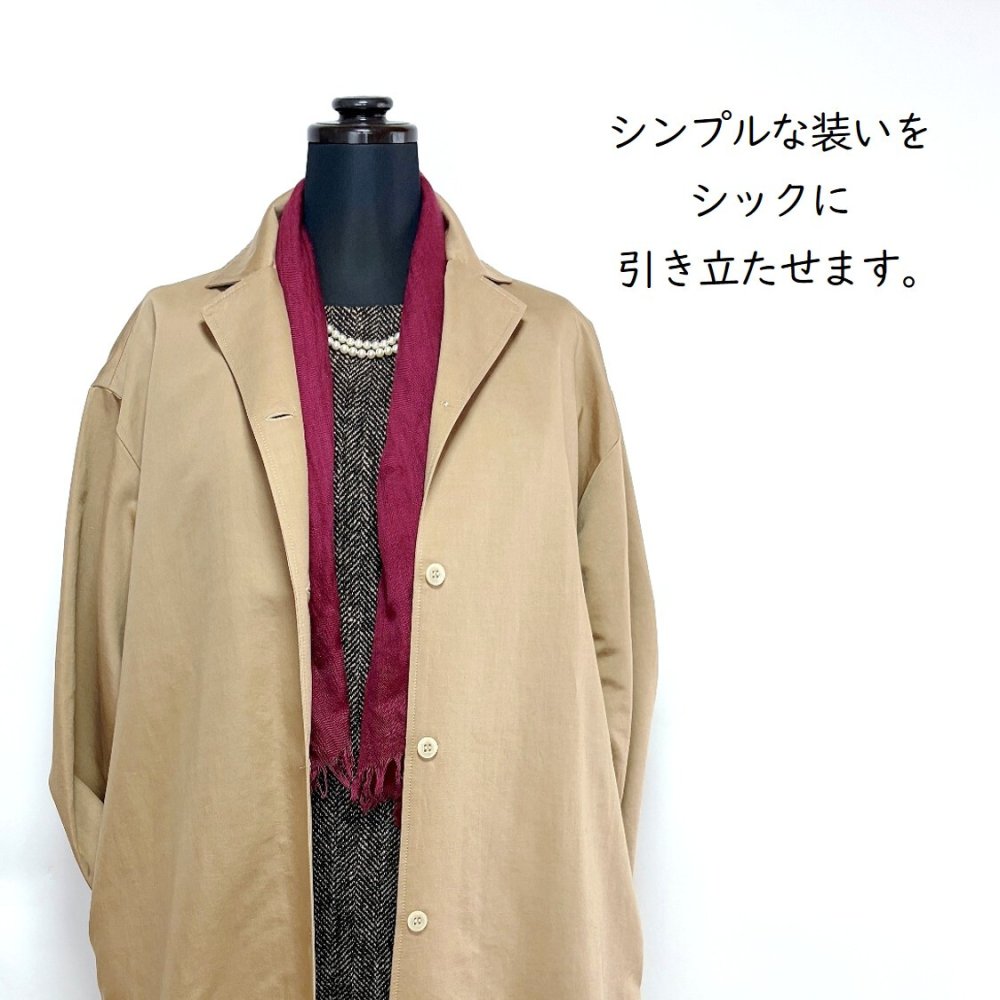 【harukii】うかしガーゼストールMiniボルドーレッド　カシミヤ シルク ウール 小振り 薄手 ガーゼ 日本製 春 秋 冬 上品 ギフト プレゼント 母の日 父の日 誕生日 ストール 軽い ピンク オレンジ レディス メンズ クリスマス 肌に優しい 柔らか 冷房対策 国産 マフラー・スカーフ