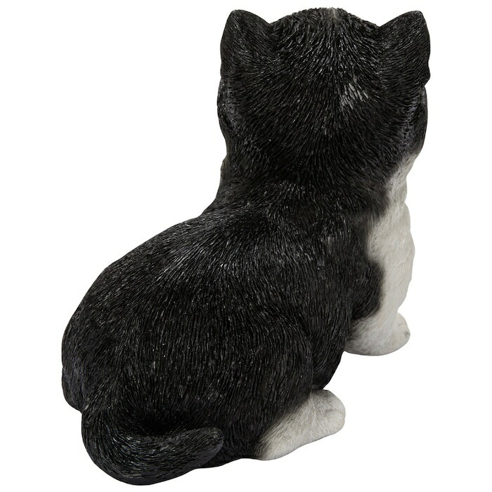 置物 猫 見上げるマンチカン 黒白 幅16cm woobia ウービア リアル かわいい おしゃれ 玄関 インテリア オブジェ ガーデン マンチカン 白黒 ハチワレ ネコ 動物 アニマル 癒し 棚 北欧 リビング プレゼント ギフト 新築祝い 猫好き