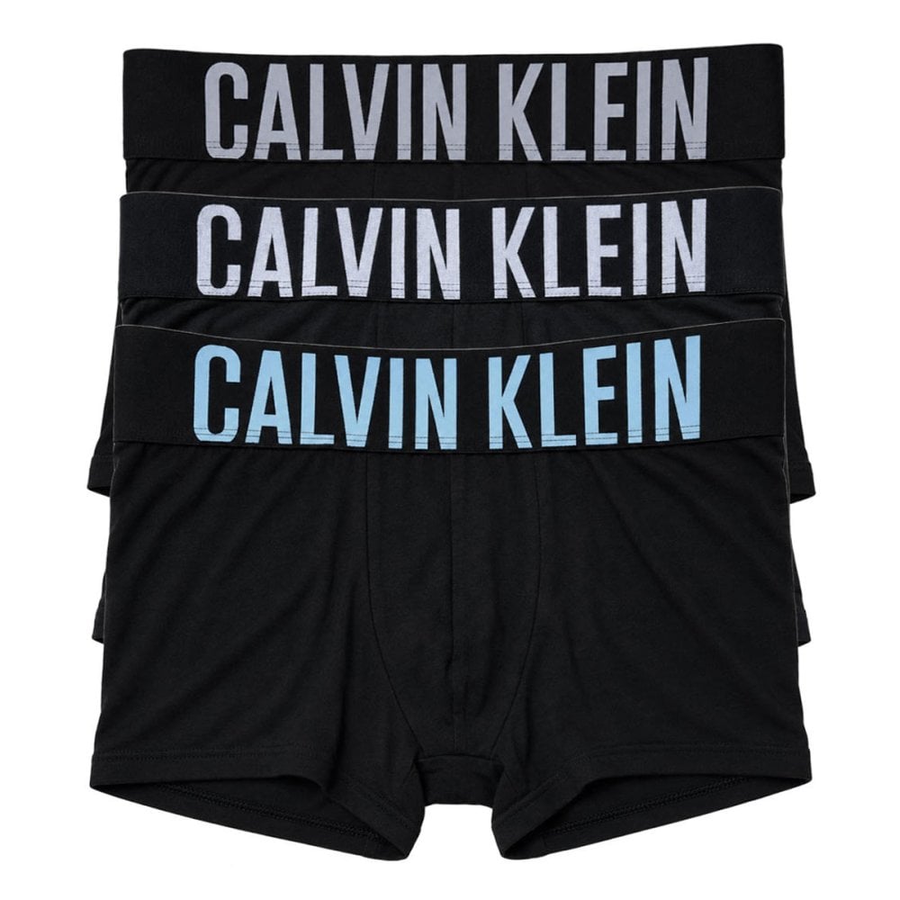 カルバンクライン Calvin Klein(CK) ボクサーパンツ トランク インテンスパワー 3枚組 セット 前閉じ コットン ロゴ 下着 NB3608A 54L メンズ ブラック+グレー+ホワイト+ブルー