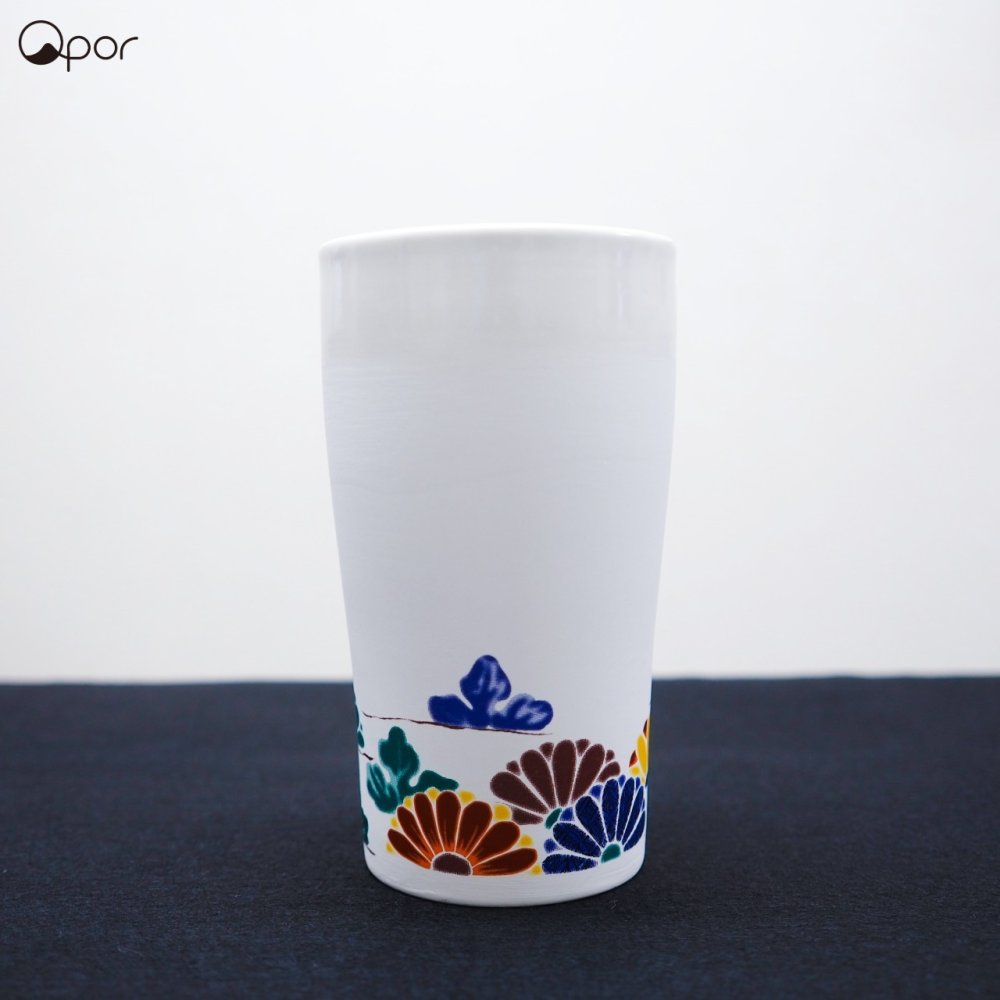 【誕生日・父の日】Qpor 凍るビアカップ 麗和 5種 凍るうつわ 九谷焼 冷却タンブラー 保冷 ビールグラス 日本の伝統柄 ギフト 結工房