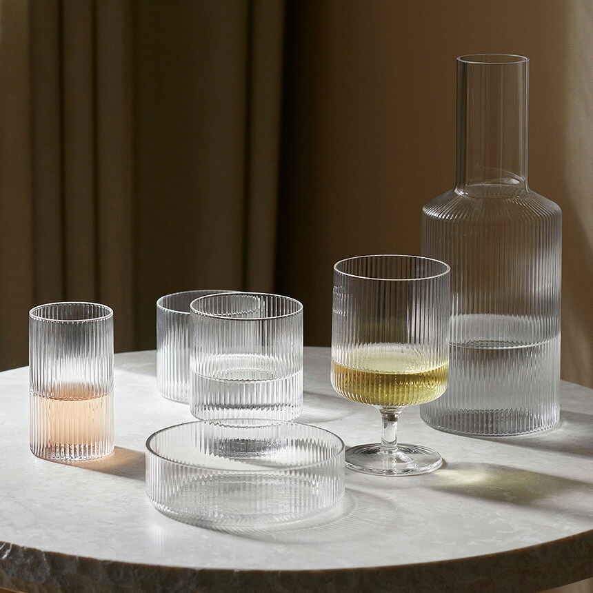 ferm LIVING ファームリビング Ripple リップル ワイングラス 2脚セット 北欧 グラス セットワイン用 赤ワイン 白ワイン デザートカップ インテリア 雑貨 キッチン おしゃれ スタッキング ペア 高級 デザートグラス