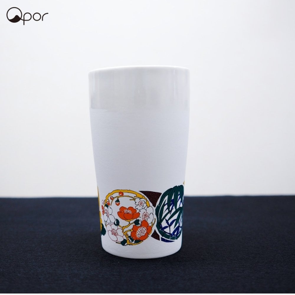 【誕生日・父の日】Qpor 凍るビアカップ 麗和 5種 凍るうつわ 九谷焼 冷却タンブラー 保冷 ビールグラス 日本の伝統柄 ギフト 結工房
