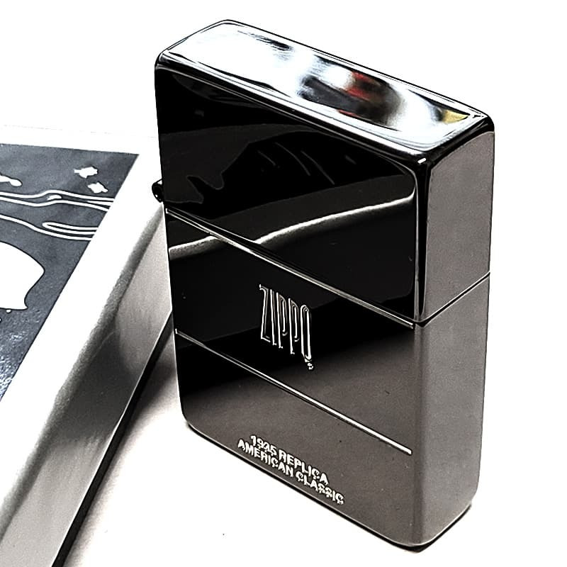 ZIPPO ライター 1935 クラシックロゴ ジッポ ブラックニッケル 黒 角型 外ヒンジ 3バレル エッチング彫刻 銀差し シンプル かっこいい 高級 ギフト メンズ プレゼント