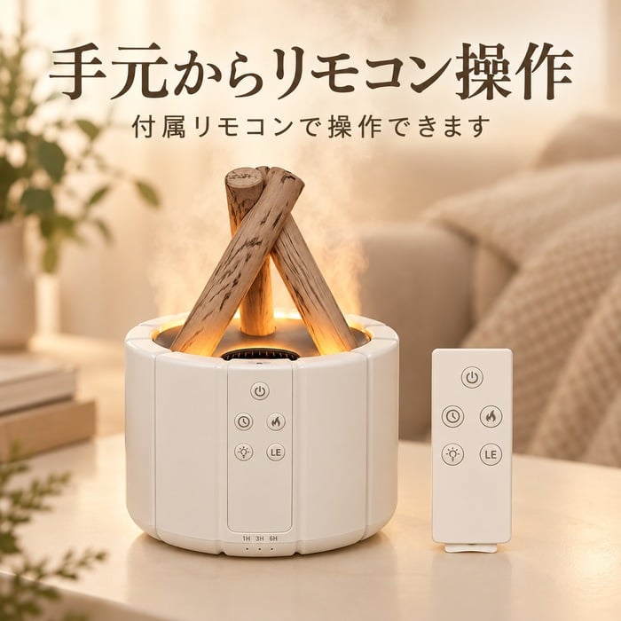 焚き火 加湿器 卓上 上部給水 超音波式 USB給電 アロマ対応 アロマディフューザー 空焚き防止機能 LED LEDライト おしゃれ 炎 ゆらめき タイマー機能 小型 寝室 ベッドサイド