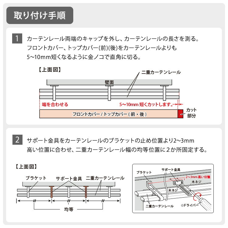 カーテン 窓まわり 遮光 レールカバー ダブル （2ｍ） 遮光性 断熱性 ボックス レール カット調整 新生活