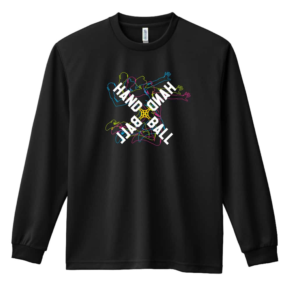 ハンドボール ロンT 長袖 Tシャツ メンズ 練習着 レディース ジュニア ウェア ドライ おもしろ tシャツ 名入れ おしゃれ キッズ 文字入れ無料 「ネオンスタイルのクロスHANDBALL」 アートワークスコウベ 【送料無料】