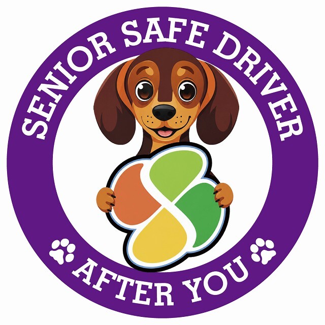 カーサイン 高齢者マーク SENIOR SAFE DRIVER ダックスフンド ステッカー シール 直径13cm 肉球 日本製 車