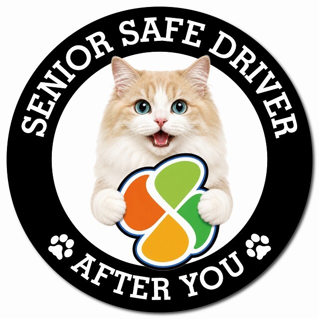 カーサイン 高齢者マーク SENIOR SAFE DRIVER ラガマフィン マグネット 強力 直径13cm 肉球 日本製 車 ステッカー