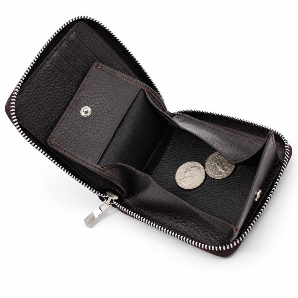 モンテスピガ　monte SPIGA　ラウンドファスナー二つ折り財布　MOSMSP701DBR　ダークブラウン　濃茶　シュリンクレザー　牛革　ジップアラウンド ウォレット