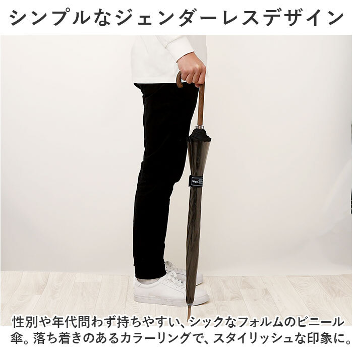 WPC ワールドパーティ 長傘 ビニール傘 通販 長雨傘 透明 グラスファイバー 太め グリップ 手開き 錆びにくい UNISEX PLASTIC 12K 12本骨 多骨 耐風 風に強い 大きめ 大きい 巻きやすい レディース メンズ 男女兼用 ユニセックス