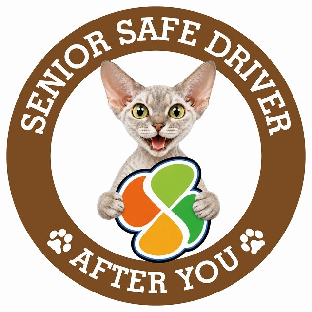 カーサイン 高齢者マーク SENIOR SAFE DRIVER デボンレックス ステッカー シール 直径13cm 肉球 日本製 車