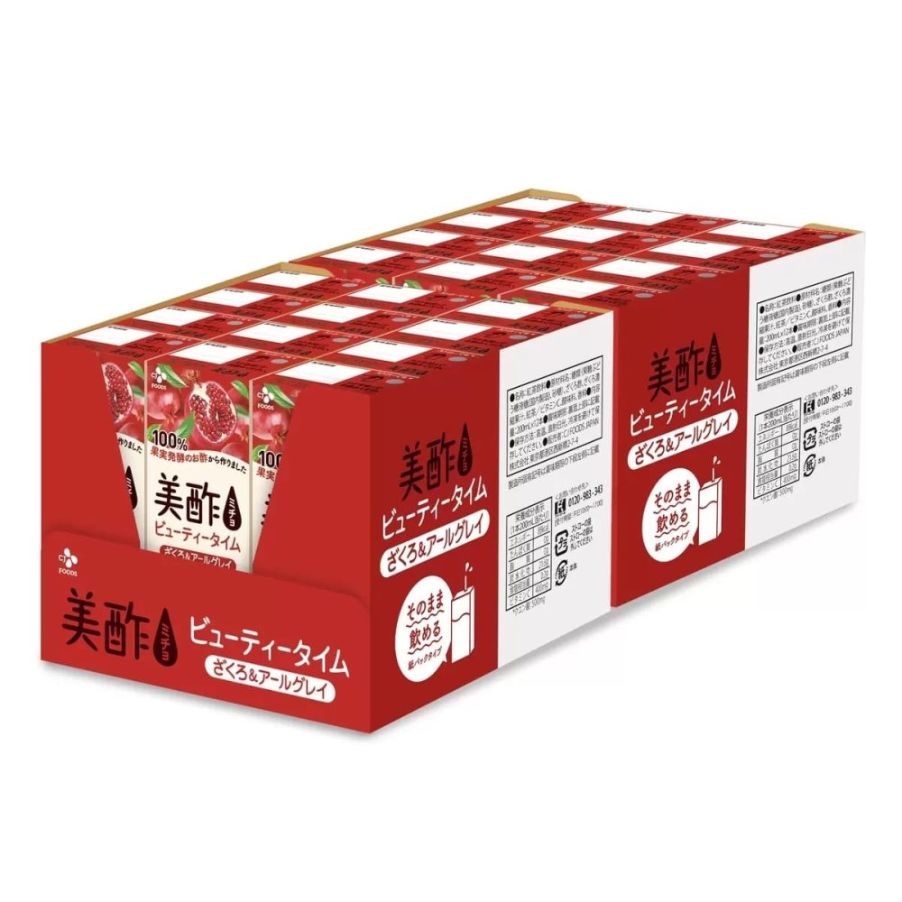 美酢（ミチョ）ビューティータイム　ざくろ&アールグレイ　紙パック　200ml×24本　ストレート飲料　CJ FOODS　#47506　ビネガードリンク　ストロー付属　お買い物マラソン