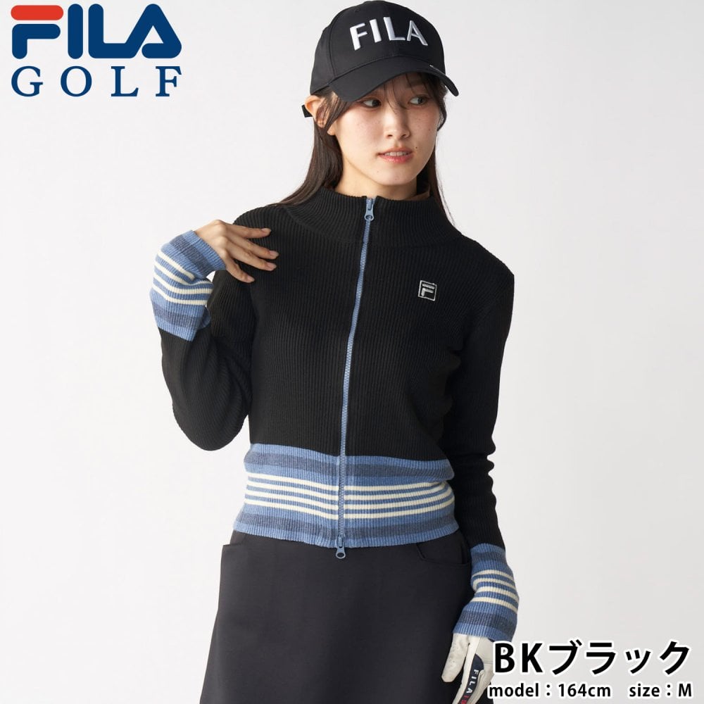 FILA GOLF フィラゴルフ ゴルフウェア フルジップ リブセーター レディース ショート丈 あったか 防寒 シンプル トップス スポーツブランド 大人 ギフト プレゼント 20代 30代 40代 50代 秋冬 M L LL 2026FW karlas